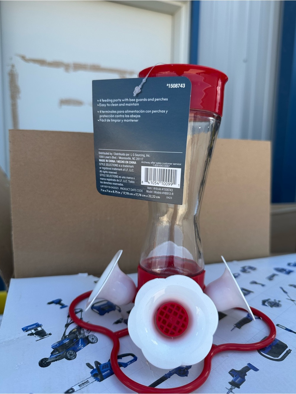 Style selections Red & White 4-Port Hummingbird Feeder 2 pack - Picture 2 of 3